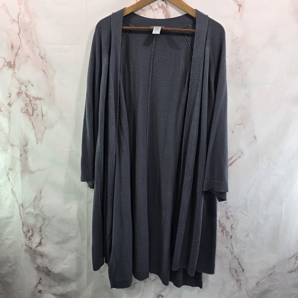 Catherines Cardigan Womens 3X 26 28 Gray Topper Shawl Wrap Open Textured